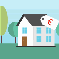 Grafik eines Hauses mit Euro-Preisschild